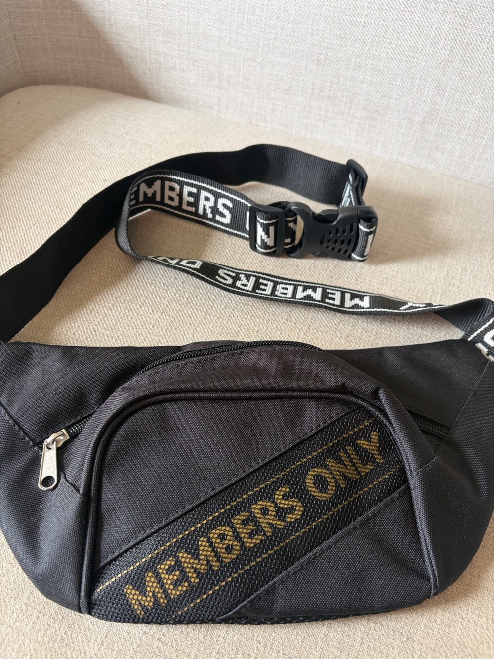 Members Only Mesh Printed Black Fanny Pack